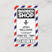 Barber stripes blue and red barbershop logo 名刺 (正面)