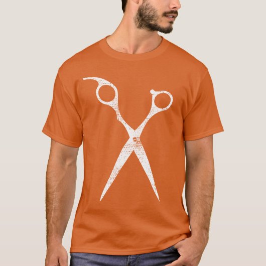 Barber Vintage Scissors friend Tシャツ (正面)