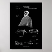 Barber's Cape Antique Patent Poster Black ポスター (正面)