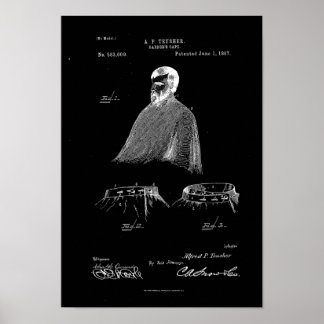 Barber's Cape Antique Patent Poster Black ポスター