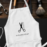 Barbers name and logo barber shop black and white スタンダードエプロン<br><div class="desc">Personalized barber shop apron with black scissors and script logo (you can replace it with your own!) and with the barber's name.</div>