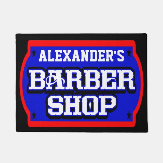 Barbershopの看板をパーソナライズ ドアマット (正面)