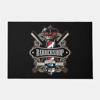 Barbershopエレガントロゴのパーソナライズ24インチx 36インチ ドアマット
