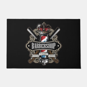 Barbershopエレガントロゴパーソナライズ24インチx 36インチ ドアマット