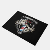 Barbershopクラシックロゴのパーソナライズ ドアマット (アングル)