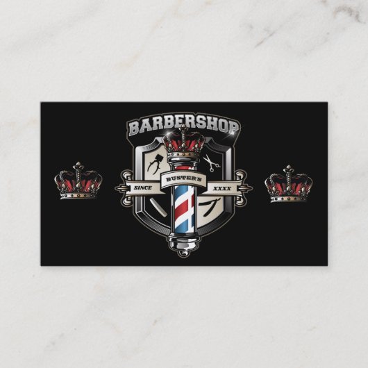 Barbershopクラシックロゴのパーソナライズ 名刺 (正面)