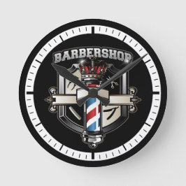 Barbershopクラシックロゴ ラウンド壁時計