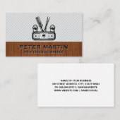 Barbershopツールのエンブレム | 木製トリム 名刺 (正面/裏面)