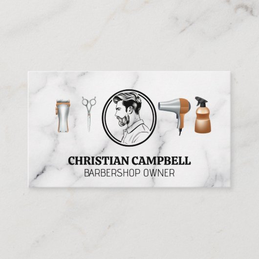 Barbershopツール |サイドビューのヘアカット 名刺 (正面)