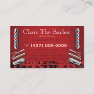 Barbershopビジネスカード(理容師ポールとバリカン) 名刺