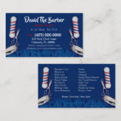 Barbershopビジネスカード(理容師ポールとバリカン) 名刺 (正面/裏面)