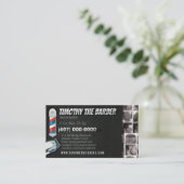 Barbershopビジネスカード – 理容師ポール、バリカン 名刺 (スタンド正面)