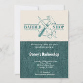 Barbershopブルージーンズのテクスチャをオープン日 招待状 (正面)