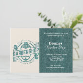 Barbershopブルージーンズのテクスチャをオープン日 招待状 (スタンド正面)