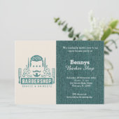 Barbershopブルージーンズのテクスチャをオープン日 招待状 (スタンド正面)