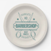 Barbershopブルージーンズのテクスチャ ペーパープレート (正面)