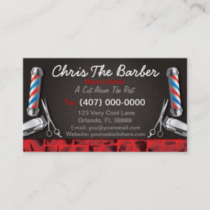 Barbershopロイヤリティカード(理容師ポールとバリッパー) 名刺