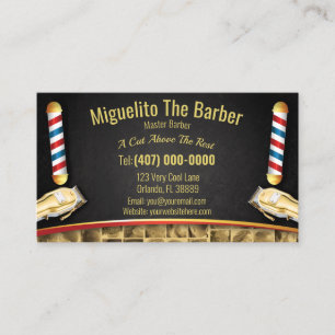 Barbershopロイヤリティカード(理容師ポールとバリッパー) 名刺