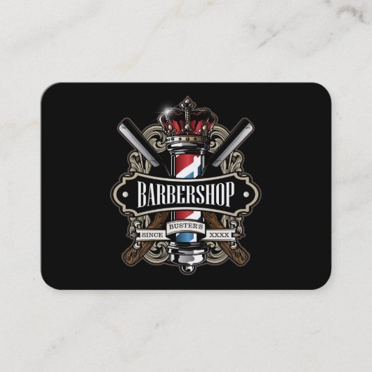Barbershopロゴエレガントのパーソナライズ 名刺 (正面)