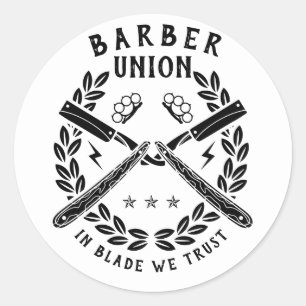 Barbershopロゴ ラウンドシール