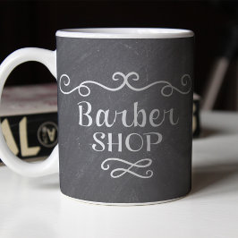 Barbershopヴィンテージロゴ灰色の白いコーヒーマグ コーヒーマグカップ