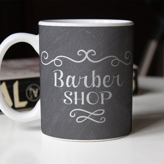 Barbershopヴィンテージロゴ灰色の白いコーヒーマグ コーヒーマグカップ