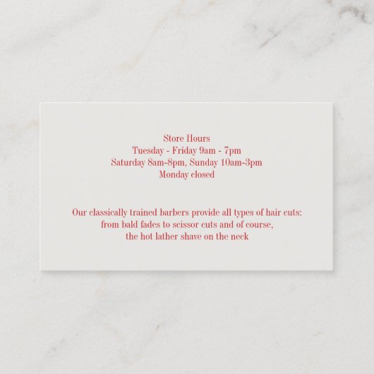 Barbershop名刺 名刺 (裏面)