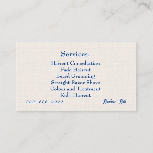 Barbershop名刺 名刺 (裏面)