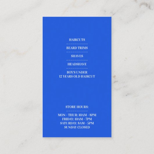 Barbershop名刺 名刺 (裏面)