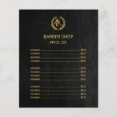 Barbershop金ゴールドブラックプライスリストサービスメニュー チラシ (正面)