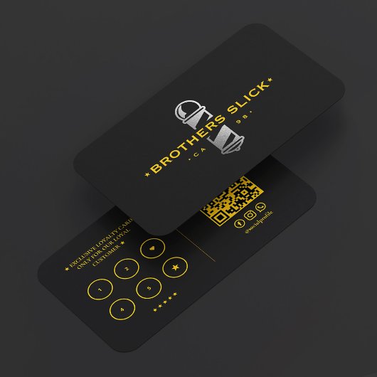 Barbershop Barber Pole Loyalty Yellow Black 名刺