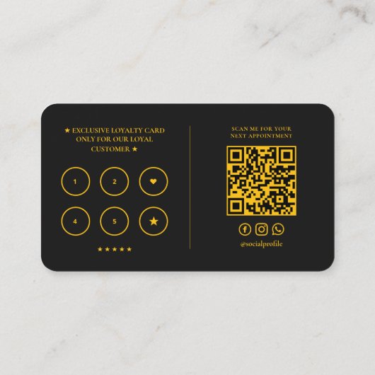 Barbershop Barber Pole Loyalty Yellow Black 名刺 (裏面)