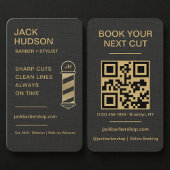 Barbershop Black Linen Gold Barber Haircut 名刺