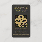 Barbershop Black Linen Gold Barber Haircut  名刺 (裏面)