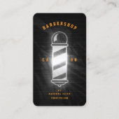 Barbershop Black Orange Barber Pole Retro Modern 名刺 (正面)