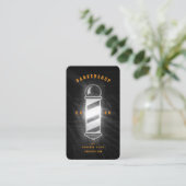 Barbershop Black Orange Barber Pole Retro Modern 名刺 (スタンド正面)