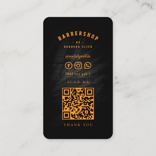 Barbershop Black Orange Barber Pole Retro Modern 名刺 (裏面)