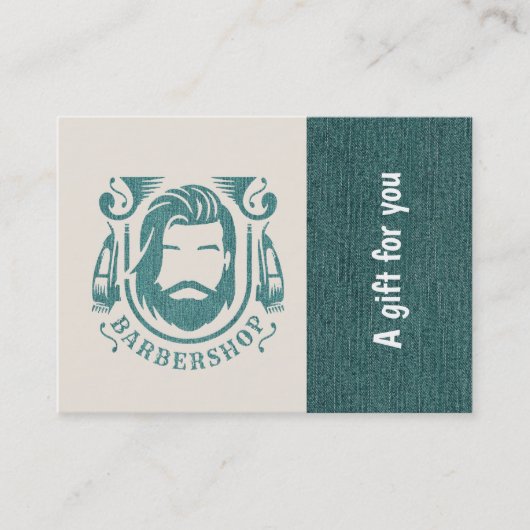 Barbershop blue jeansテクスチャギフト証明書 割引カード (正面)