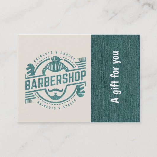 Barbershop blue jeansテクスチャギフト証明書 割引カード (正面)