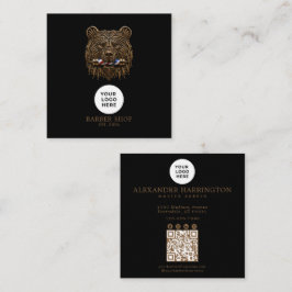 Barbershop Bronze Bear Professional QRコード スクエア名刺