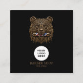 Barbershop Bronze Bear Professional QRコード スクエア名刺 (正面)