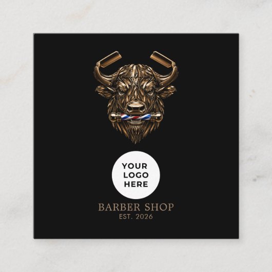 Barbershop Bronze Buffalo Professional Qr Code スクエア名刺 (正面)