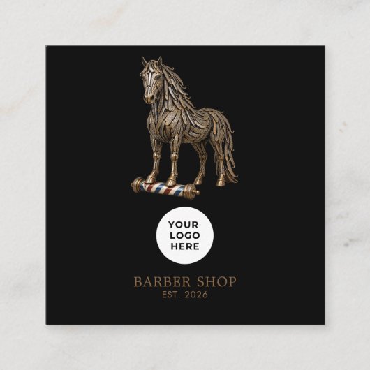 Barbershop Bronze Mustang Professional Qr Code スクエア名刺 (正面)