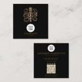 Barbershop Bronze Octopus Professional Qr Code スクエア名刺 (正面/裏面)