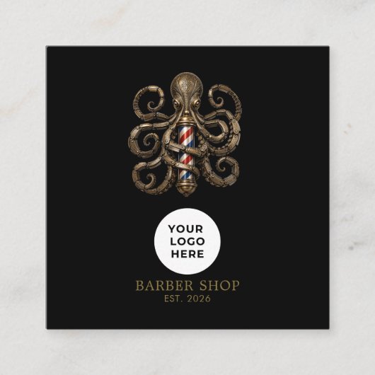 Barbershop Bronze Octopus Professional Qr Code スクエア名刺 (正面)