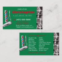 Barbershop Business Card-理容師ポール、Clippers com