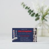 Barbershop Business Card-理容師ポール、Clippers com 名刺 (スタンド正面)