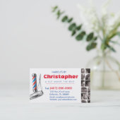 Barbershop Business Card-理容師ポール、Clippers com 名刺 (スタンド正面)