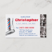 Barbershop Business Card-理容師ポール、Clippers com 名刺 (正面)