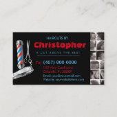Barbershop Business Card-理容師ポール、Clippers com 名刺 (正面)